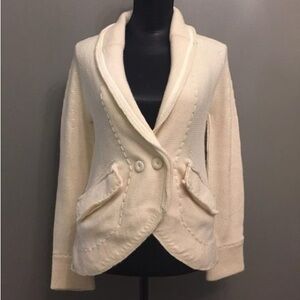 Marc by Marc Jacobs White 100% Wool Knit Cardigan XS